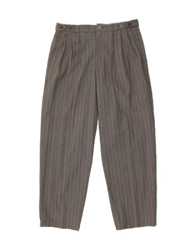 NINO Mens Pegged Chino Trousers W34 L30 Grey Striped Cotton