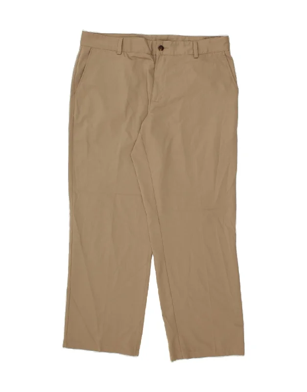 ADIDAS Mens Climalite Straight Casual Trousers W38 L32  Beige Polyester