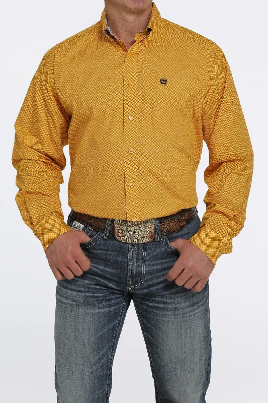 CINCH GEOMETRIC GOLD PRINT BUTTON-DOWN WESTERN SHIRT