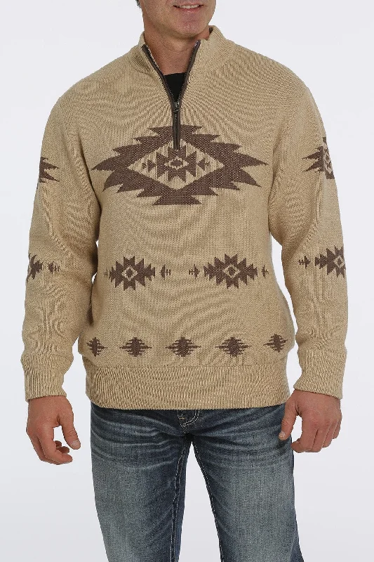 Cinch Men’s 1/4 Zip Aztec Print Pullover Sweater