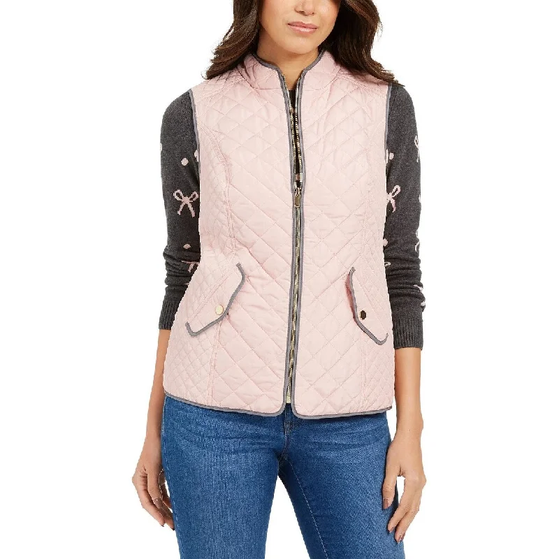 Charter Club Women's Quilted Stand-Collar Vest Pink Size Extra Small - X-Small