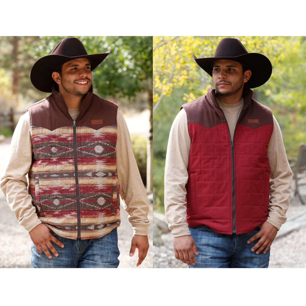 Cinch Men's Burgundy Reversible Vest