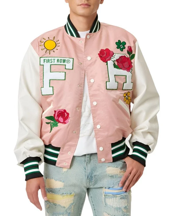 Mens Pink Spring Varsity Jacket