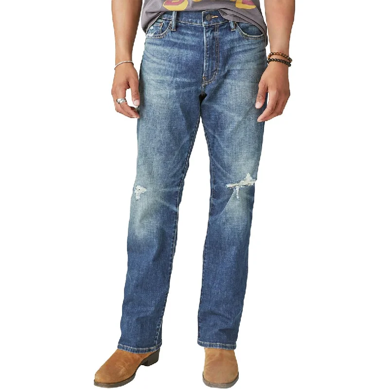 Lucky Brand Mens Mid Rise Distressed Bootcut Jeans