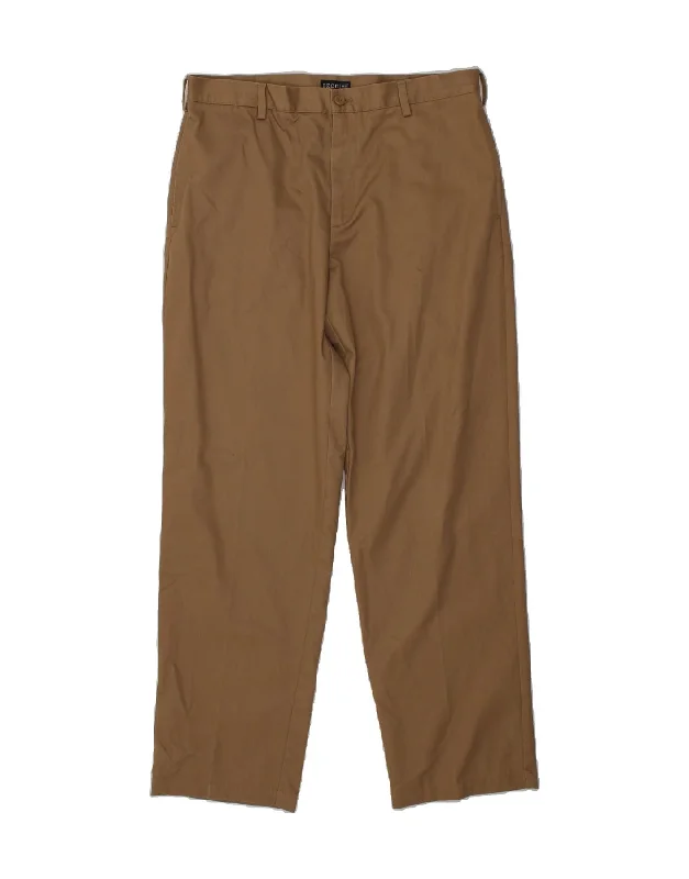 IZOD Mens Straight Chino Trousers W36 L34  Brown Cotton