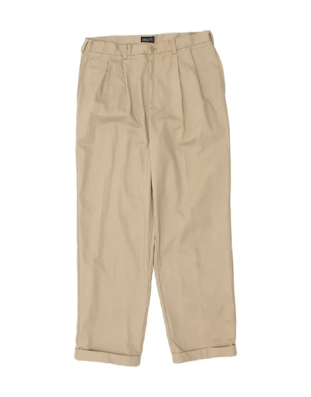 IZOD Mens Pegged Chino Trousers W34 L32 Beige Cotton