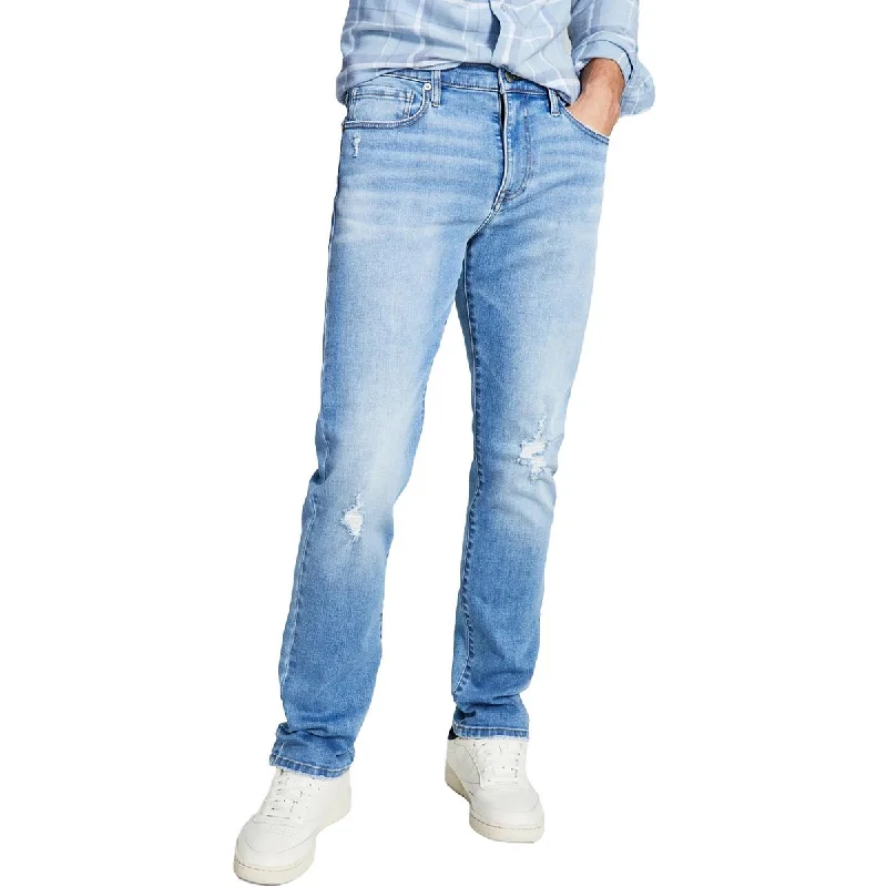 And Now This Mens Mid-Rise Distressed Slim Jeans