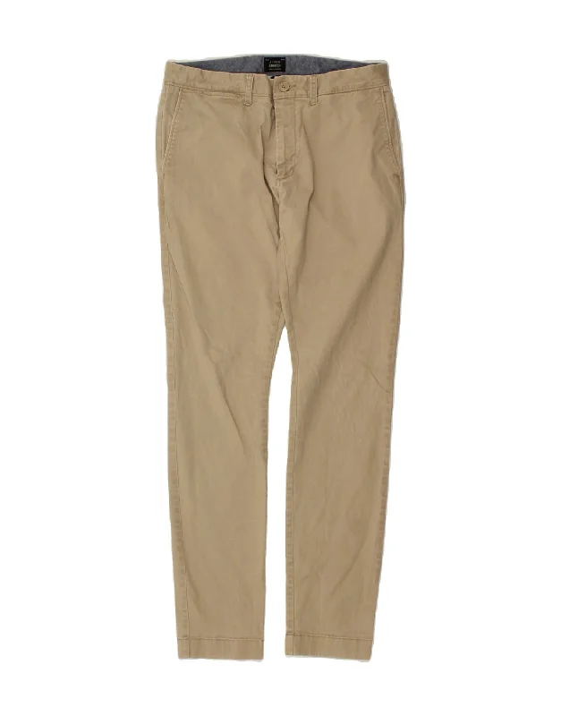 J. CREW Mens Stretch Slim Chino Trousers W30 L32 Beige Cotton