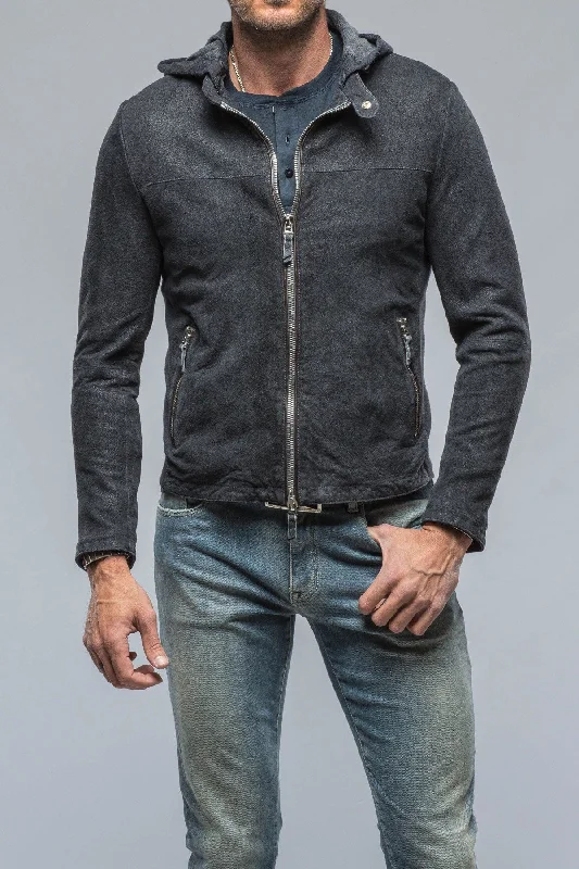 Leopardi Moto Hoodie in Blue Charcoal