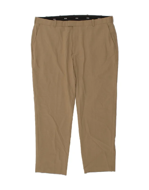 IZOD Mens Straight Chino Trousers W40 L30  Brown Polyester