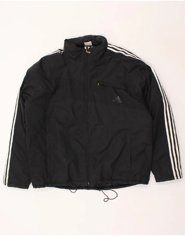 ADIDAS Mens Windbreaker Jacket UK 42 XL Black Nylon