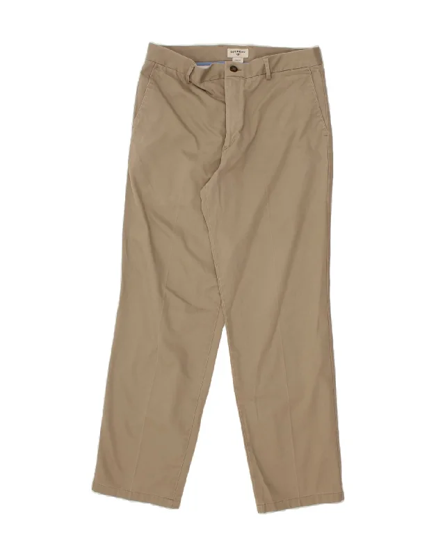 DOCKERS Mens Classic Fit Straight Chino Trousers W34 L32  Beige Cotton