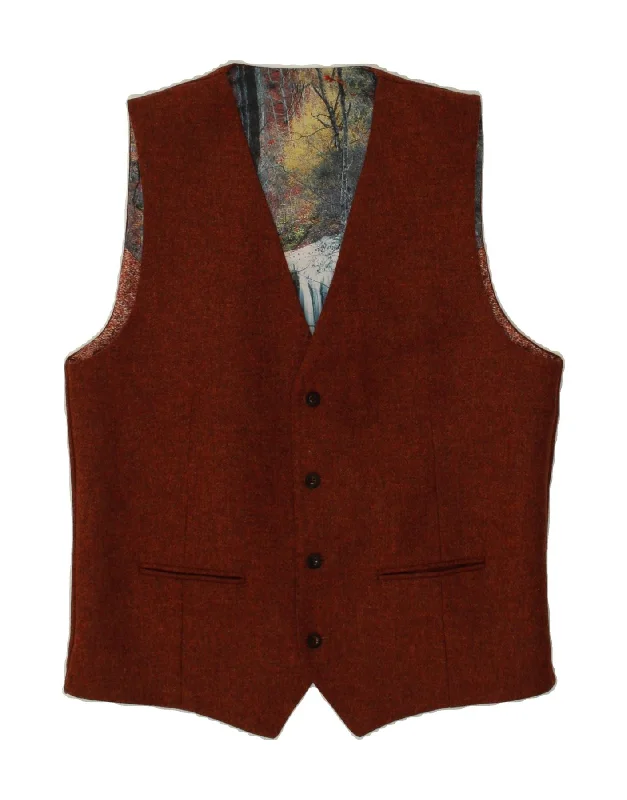 VINTAGE Mens Waistcoat UK 42 Large Burgundy Wool