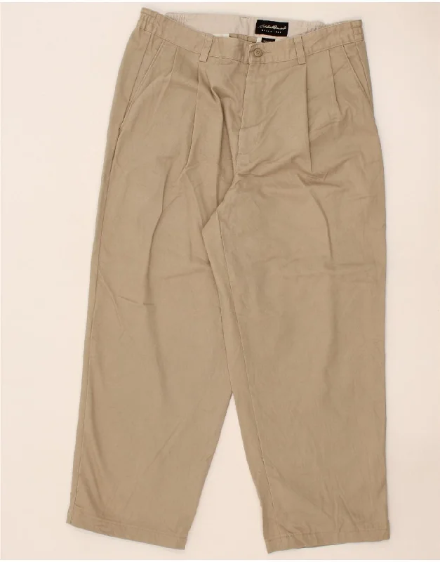 EDDIE BAUER Mens Loose Pegged Chino Trousers  W32 L26 Beige Cotton