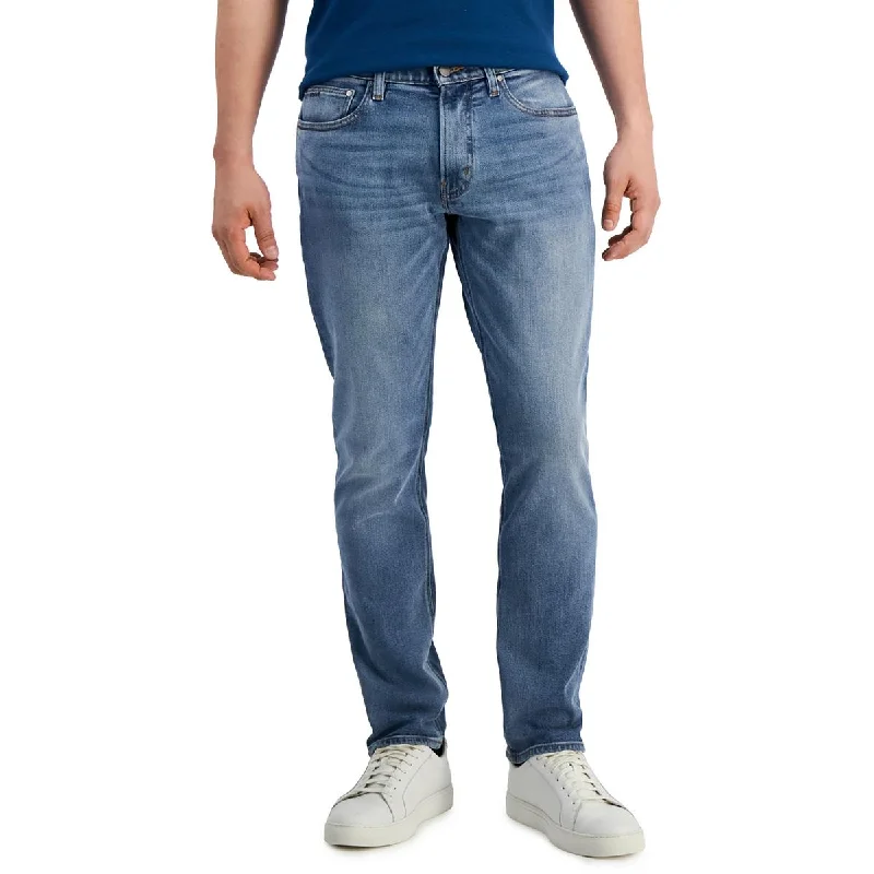 Michael Kors Mens Mid Rise Denim Straight Leg Jeans