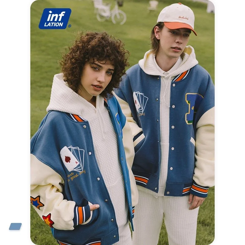 Couples Oversized Baseball Jacket with Quality Towel Embroidery