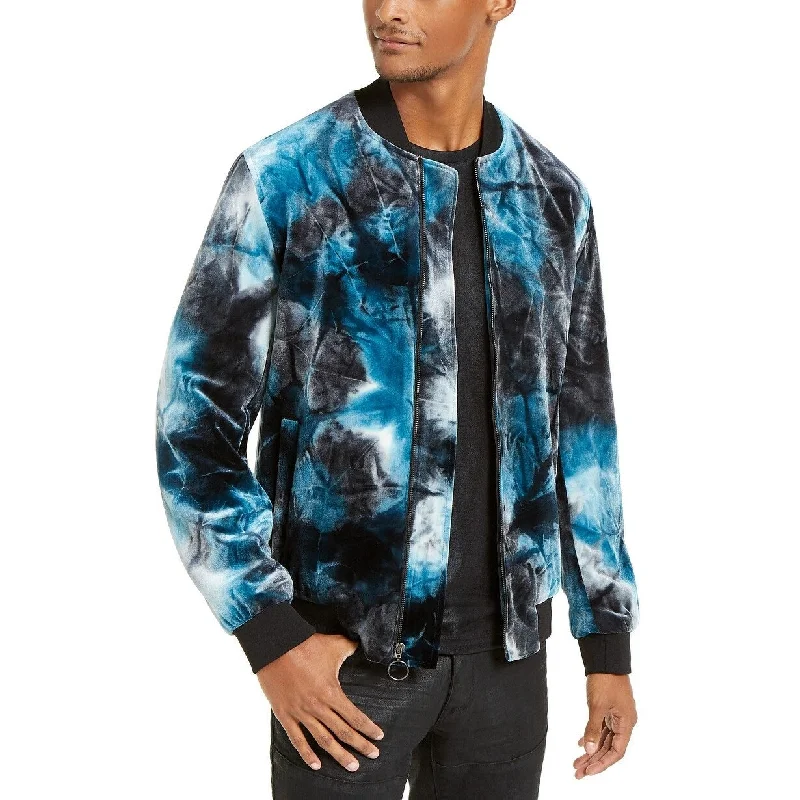 INC International Concepts Men's Velvet Tie Dye Bomber Jacket Blue Size XX-Large