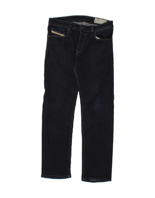 DIESEL Mens Waykee Straight Jeans W30 L30 Navy Blue Cotton