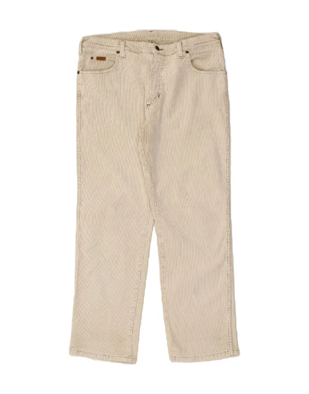 WRANGLER Mens Texas Stretch Straight Corduroy Trousers W36 L30 Beige