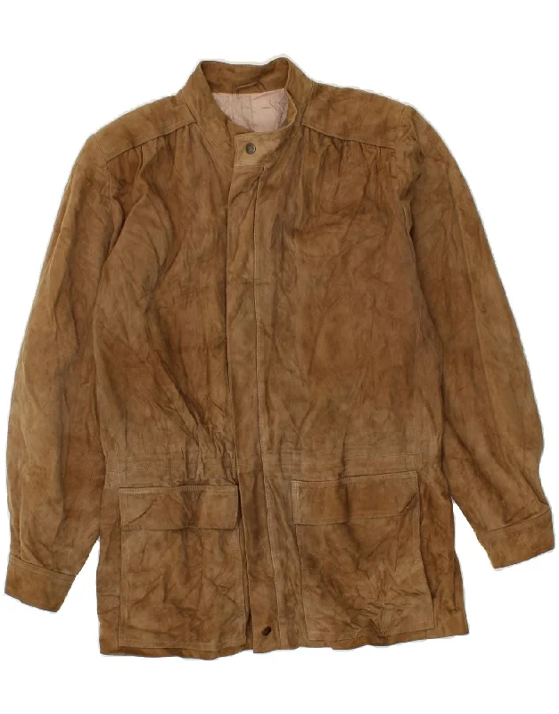 VINTAGE Mens Suede Jacket IT 48 Medium Brown