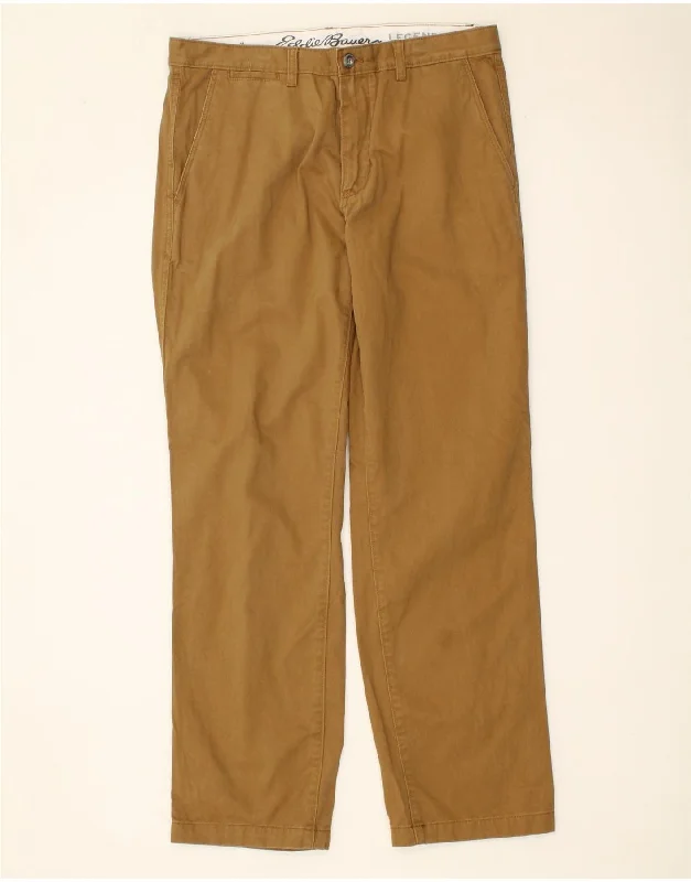 EDDIE BAUER Mens Classic Fit Straight Chino Trousers W34 L32 Beige Cotton