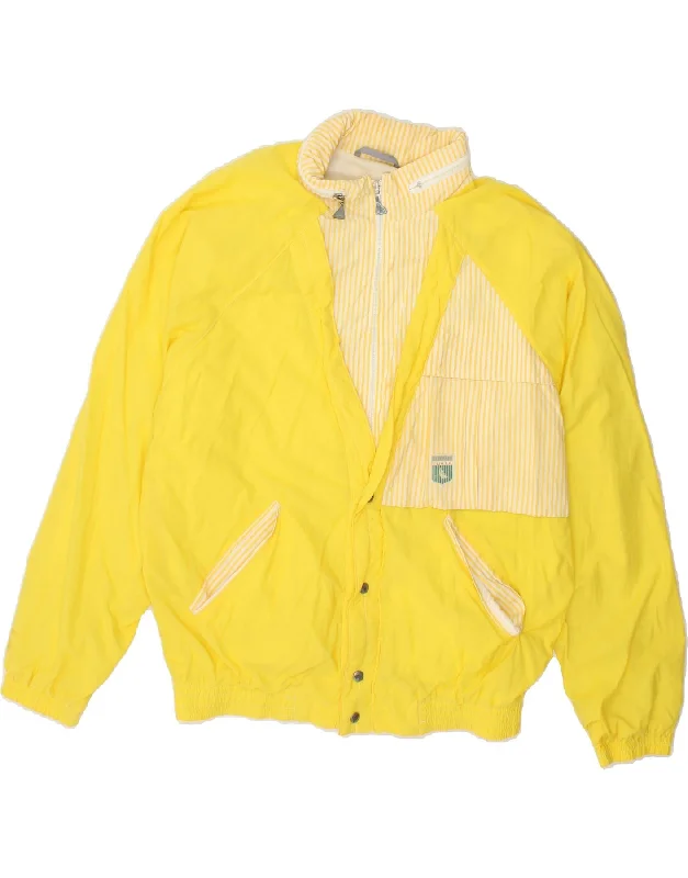 LUHTA Mens Hooded Bomber Jacket UK 40 Large Yellow Striped