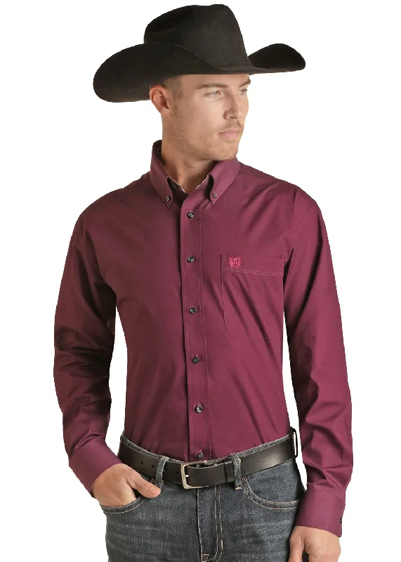 PANHANDLE PLUM POPLIN PRINT SHIRT