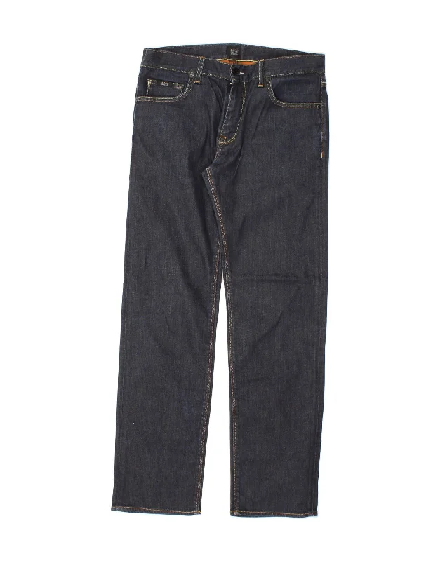 HUGO BOSS Mens Straight Jeans W34 L32 Blue Cotton