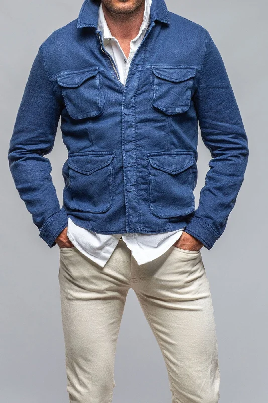 Callen Cotton Linen Jacket In Indaco