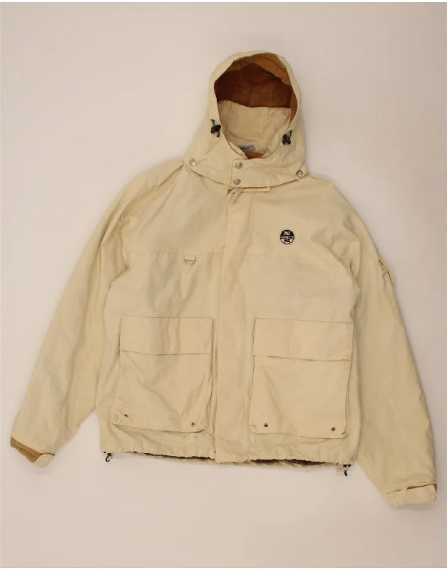 NORTH SAILS Mens Hooded Windbreaker Jacket UK 40 Large Beige Cotton