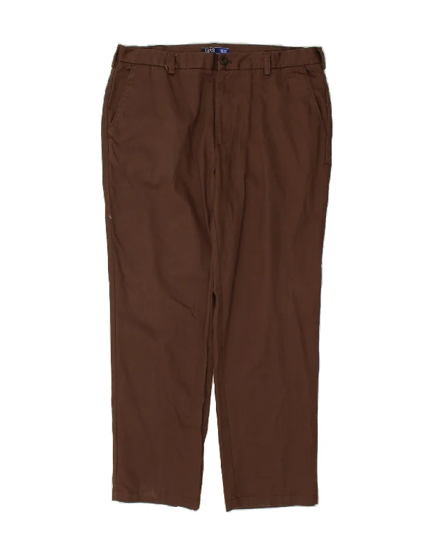 IZOD Mens Straight Chino Trousers W38 L32 Brown Cotton