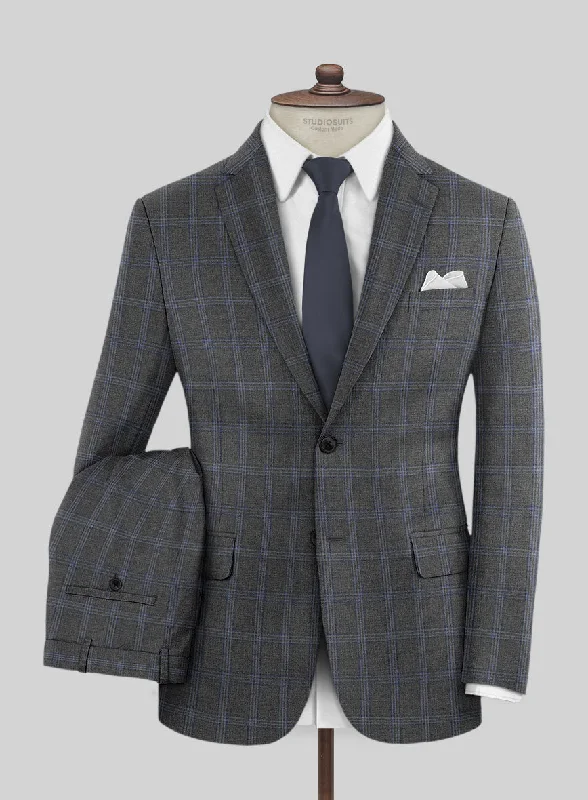 Scabal Quart Checks Gray Wool Suit