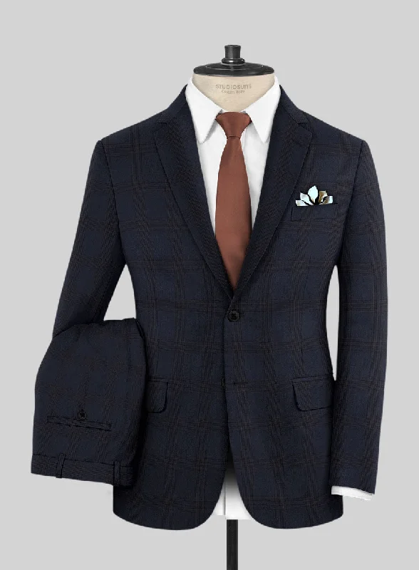 Scabal Aleyo Checks Blue Wool Suit