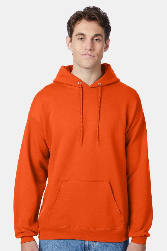 Hanes Mens EcoSmart Print Pro XP Pill Resistant Hooded Sweatshirt Hoodie w/ Pouch Pocket - Orange