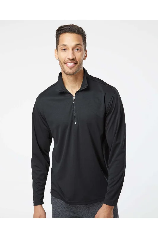 Paragon Mens Malibu Performance Moisture Wicking 1/4 Zip Sweatshirt - Black - Closeout