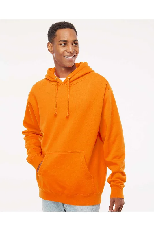 Independent Trading Co. Mens Hooded Sweatshirt Hoodie w/ Pouch Pocket - Safety Orange