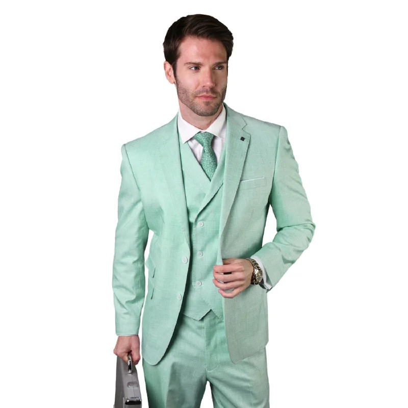 Haumea Collection: Men's Mint Tailored Fit 3-Piece Suit