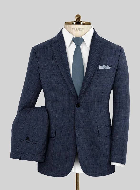 Scabal Mivo Checks Blue Wool Suit