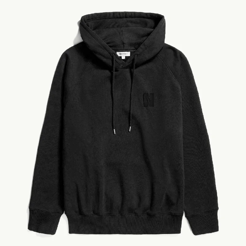 Marten Relaxed Organic Raglan N Patch Hoodie - Black