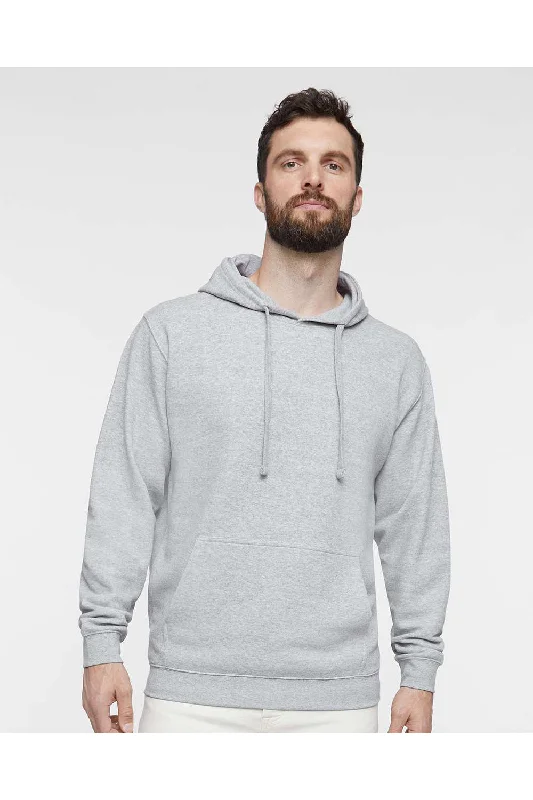 LAT Mens Elevated Fleece Basic Hooded Sweatshirt Hoodie w/ Pouch Pocket - Heather Grey