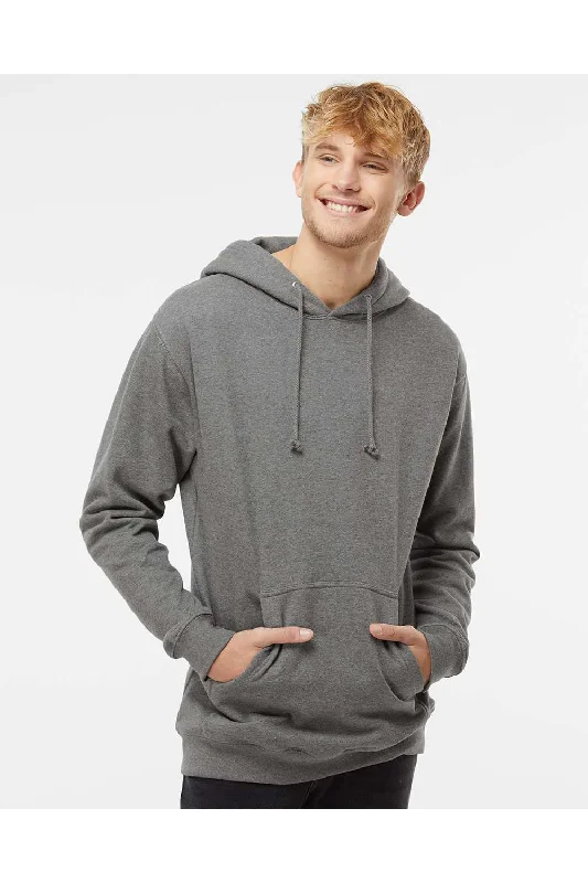 Independent Trading Co. Mens Hooded Sweatshirt Hoodie w/ Pouch Pocket - Heather Gunmetal Grey