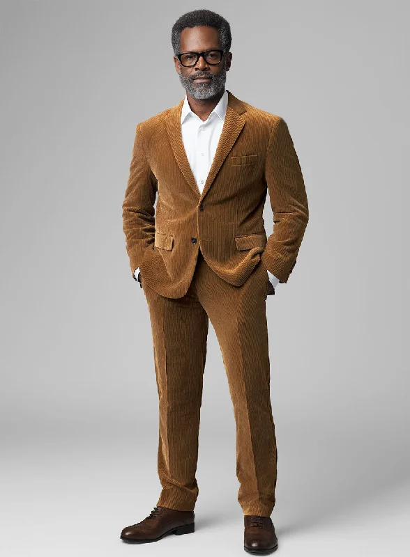 Tan Stretch Pin Corduroy Suit