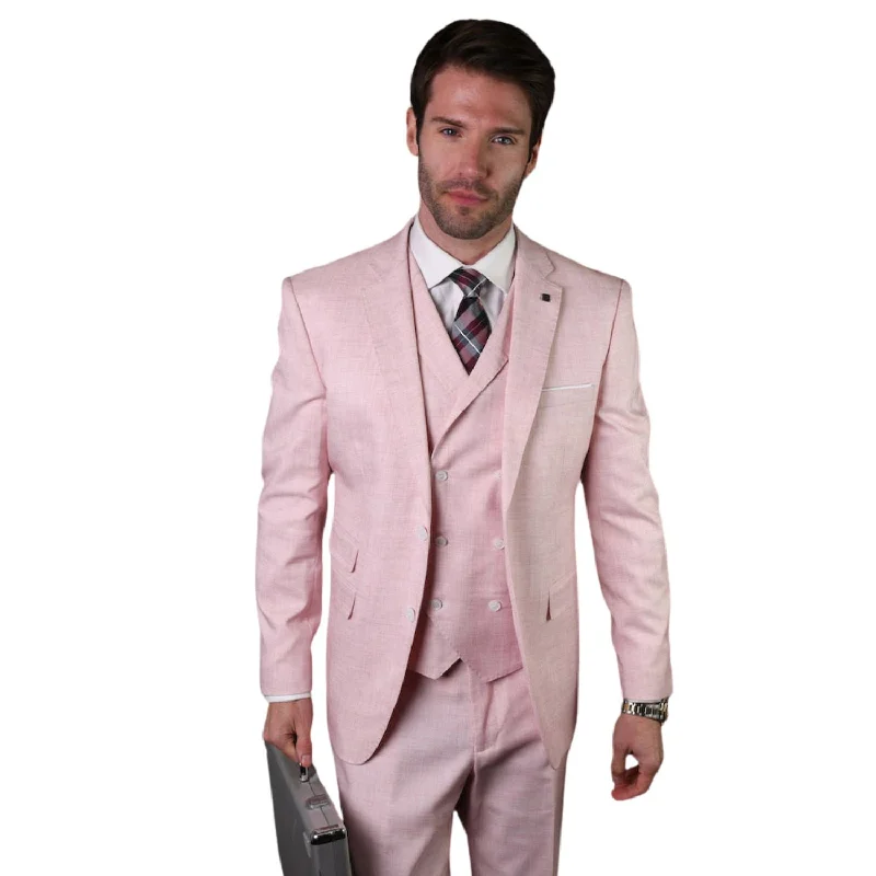 Haumea Collection: Men's Pink Tailored Fit 3-Piece Suit