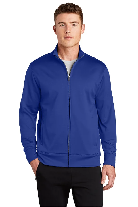 Sport-Tek Mens Sport-Wick Moisture Wicking Fleece Full Zip Sweatshirt w/ Pockets - True Royal Blue