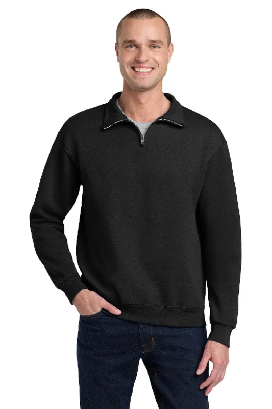 Jerzees Mens NuBlend Pill Resistant Fleece 1/4 Zip Sweatshirt - Black