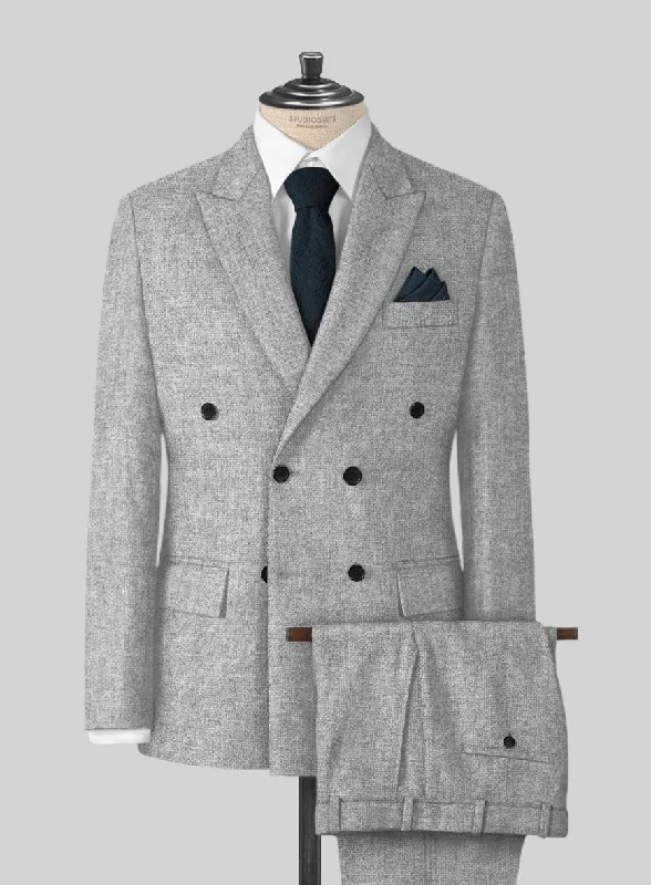 Rope Weave Light Gray Tweed Suit