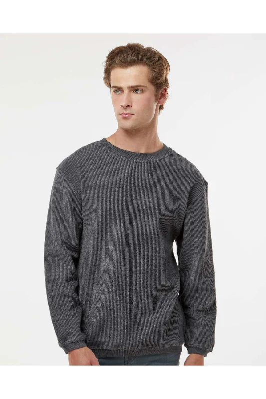 MV Sport Mens Corded Crewneck Sweatshirt - Charcoal Grey