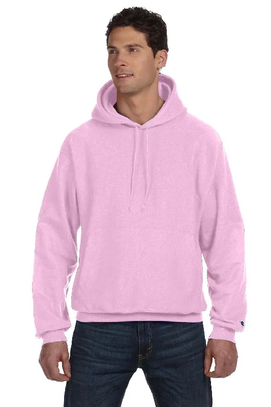 Champion Mens Shrink Resistant Hooded Sweatshirt Hoodie w/ Pouch Pocket - Candy Pink