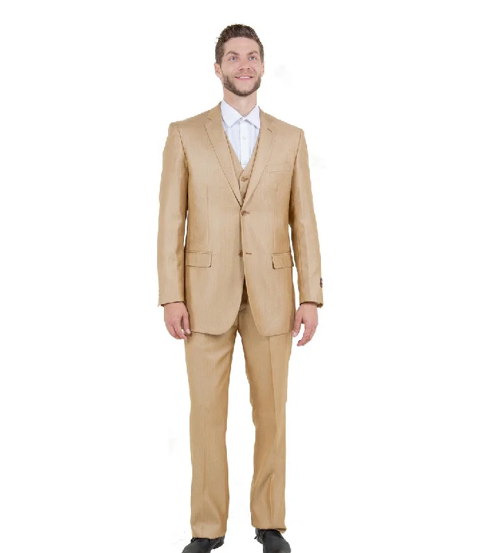 Argonaut Collection: Wheat Textured Solid Three-Piece Suit – Modern Fit