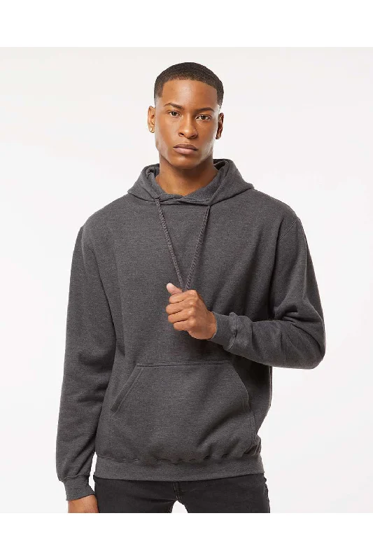 Tultex Mens Fleece Hooded Sweatshirt Hoodie w/ Pouch Pocket - Heather Charcoal Grey